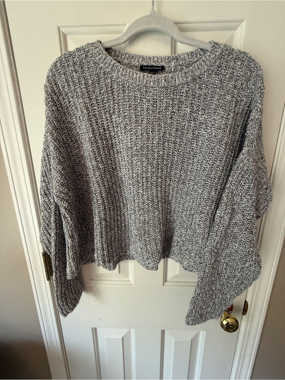 Eileen Fisher Marled Light Gray Crewneck Sweater